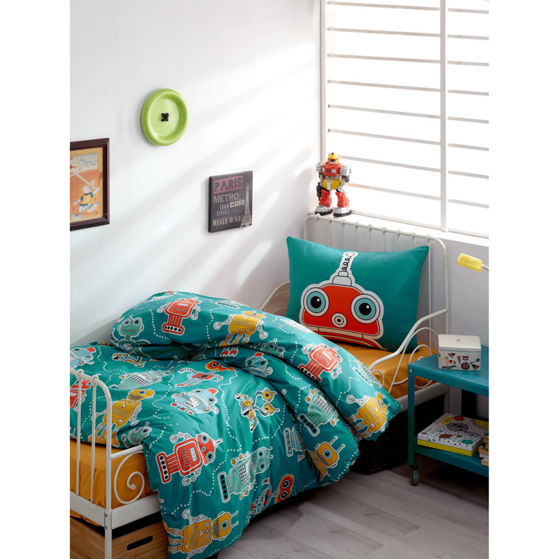 Ensemble de housse de couette 100% coton vert / jaune / rouge / blanc Kirstie