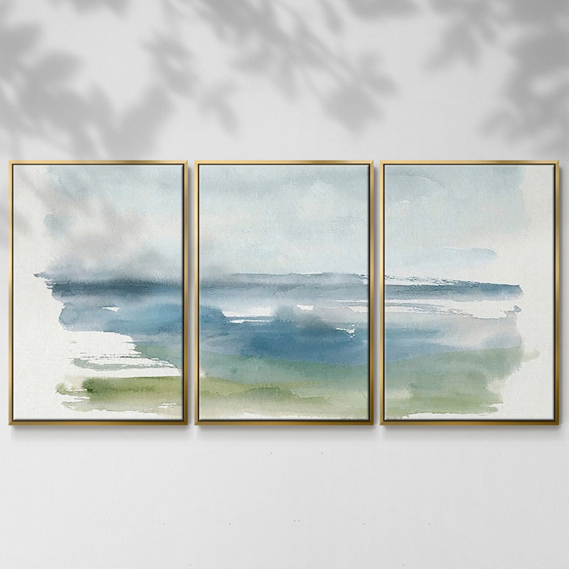 «Coastline Splash IV», reproduction sur toile flottante, H 40 po x l 78 po x P 2 po, Or
