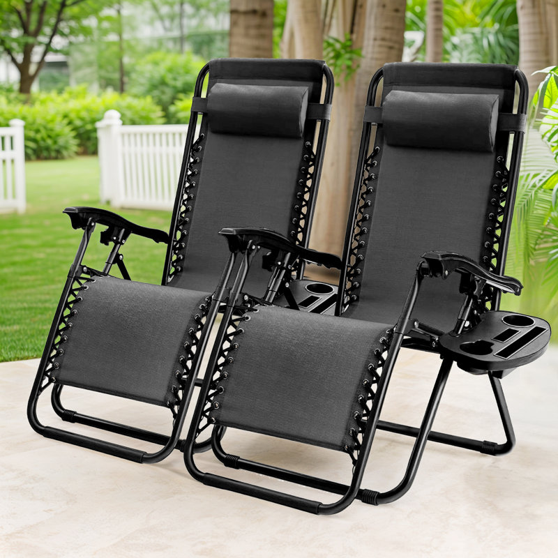 Chaise pliante inclinable Anais (ensemble de 2) Anais, Noir, noir, noir, noir