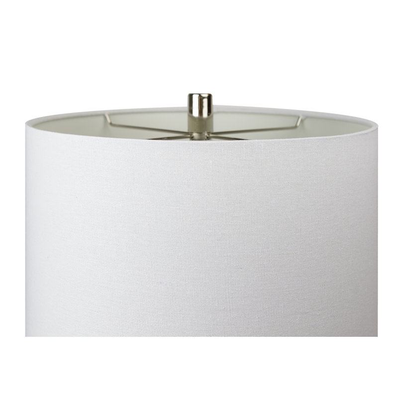 Ensemble de lampes de table standard 29,5 po Calesha, Nickel poli, Similicuir blanc