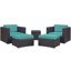 Modway Convene Wicker Rattan 5-Piece Outdoor Patio Furniture Set in Espresso
