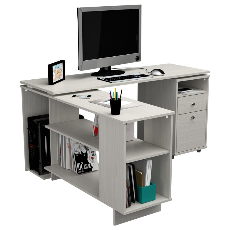 Bureau en L réversible Bror, Chêne blanchi