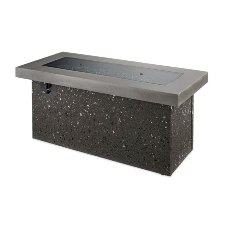 Key Largo 48 Inch Rectangular Stucco Propane Fire Pit Table In Midnight Mist