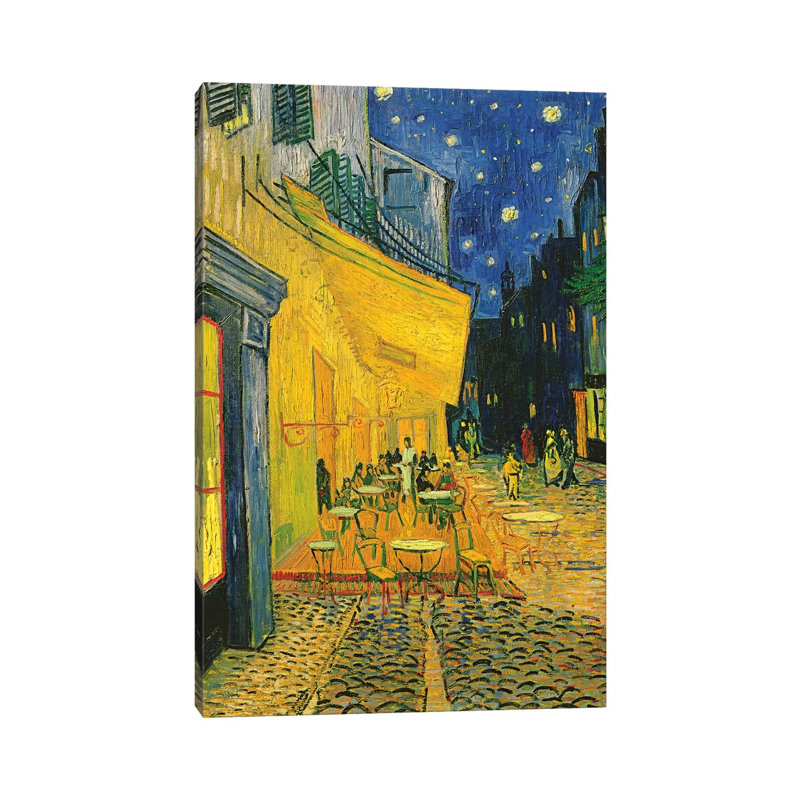 Cafe Terrace, Place Du Forum, Arles, 1888 by Vincent Van Gogh - Painting on Canvas, Wrapped Canvas, 30.48 cm H x 45.72 cm W