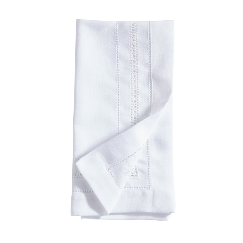White Hemstitch 20" Square Polyester Napkins Set