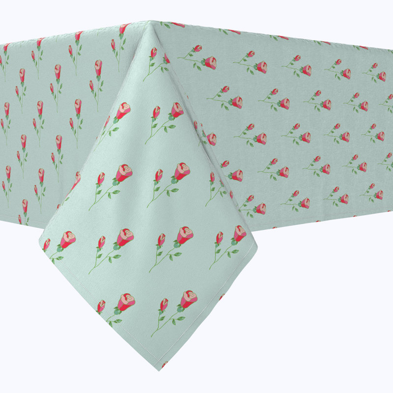 Rectangular Tablecloth, 100% Cotton, 60X84", Budding Roses