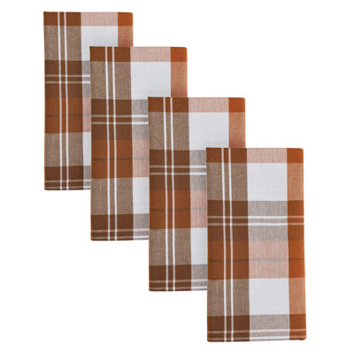 Country Plaid Orange Napkin Set Of 4