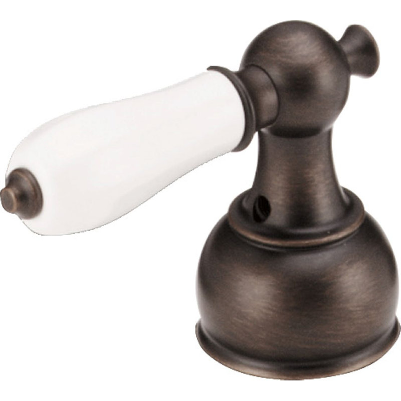 Grande poignée levier en porcelaine Traditional, Nickel perlé