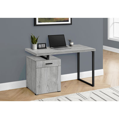 Bureau d'ordinateur, bureau personnel, ordinateur portable, installation à gauche, à droite, tiroirs de rangement, L 48 po, travail, stratifié, métal, contemporain, moderne