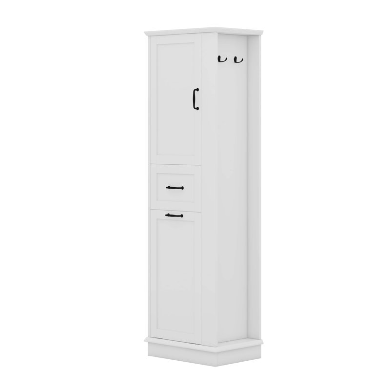 Grande armoire de rangement moderne - compartiment inclinable, tablettes réglables, Blanc