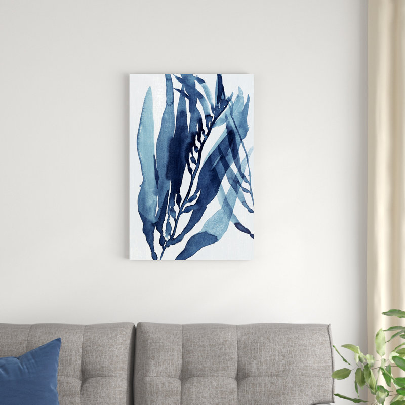 Blue Drift II, H 30 po x l 20 po, Non, Toile avec cadre blanc