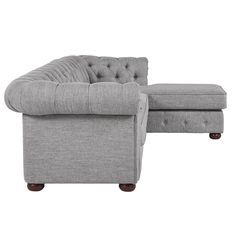 Huskins Upholstered L-Shaped Sectional Right Hand Facing, Grey Linen