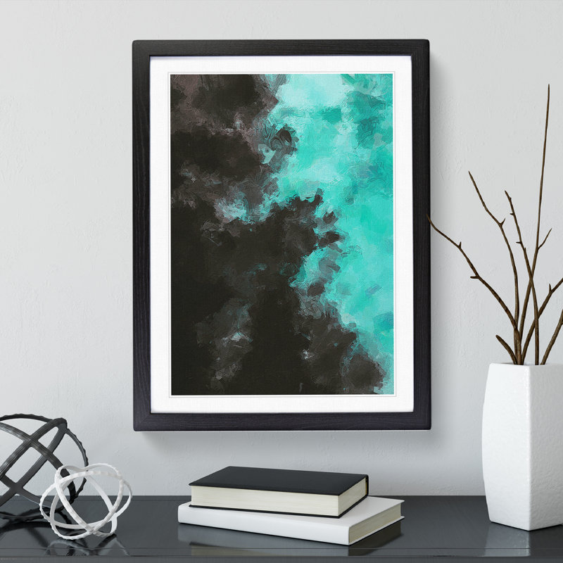 Dive Right In Abstract - Single Picture Frame Print, Black, 64cm H x 46cm W x 2cm D