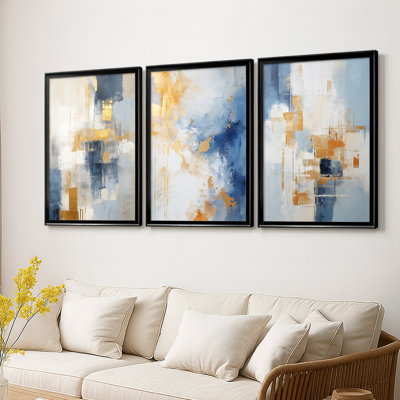 ABSTRACT Series DXLI  -Custom Framed  Wrapped Gallery Canvas - 3 Pieces