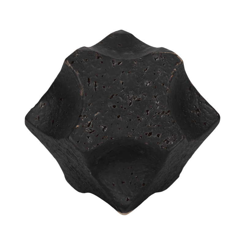Textured Geometric Orb, Black, 5" H x 6" W x 6" D