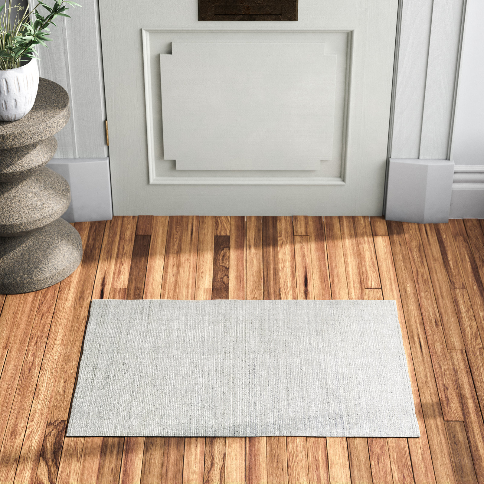 Lilah Light Gray Hand-Knotted Rug, Rectangle 2' x 3'