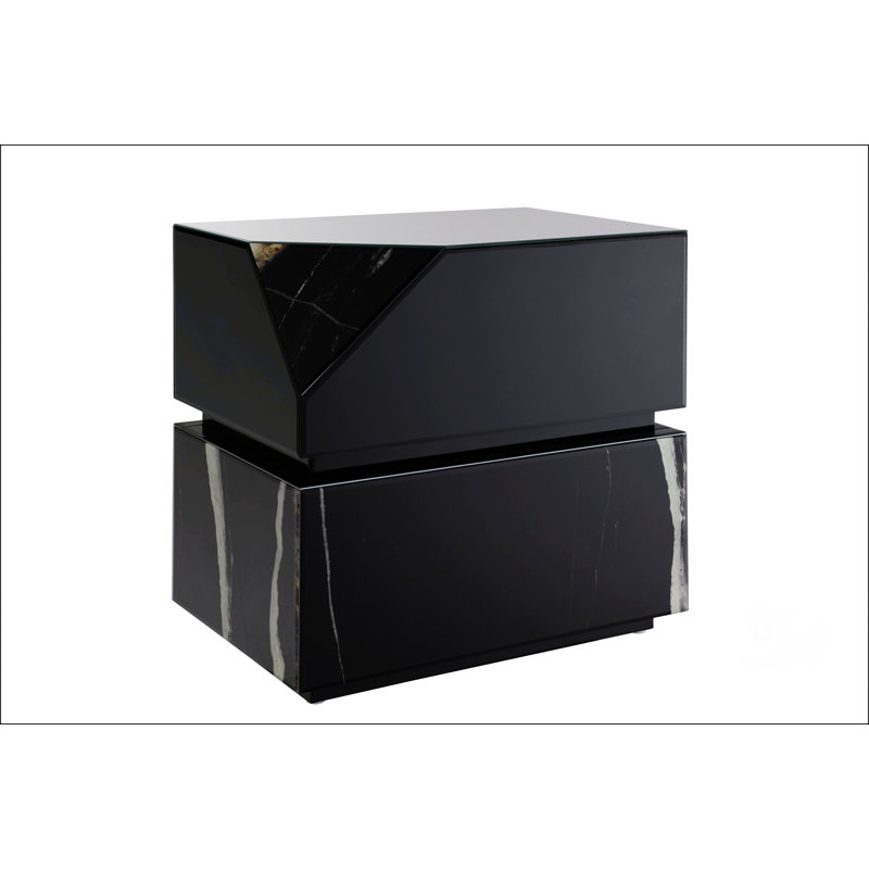 Table de bout, table de chevet, table d'appoint et table d'appoint à finition miroir noir
