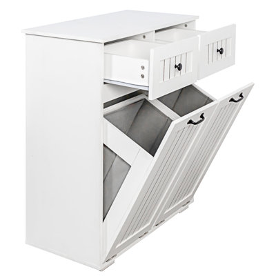 Armoire à linge avec panier à linge amovible