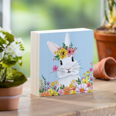 Planche en bois Bunny Blooms, 6 po