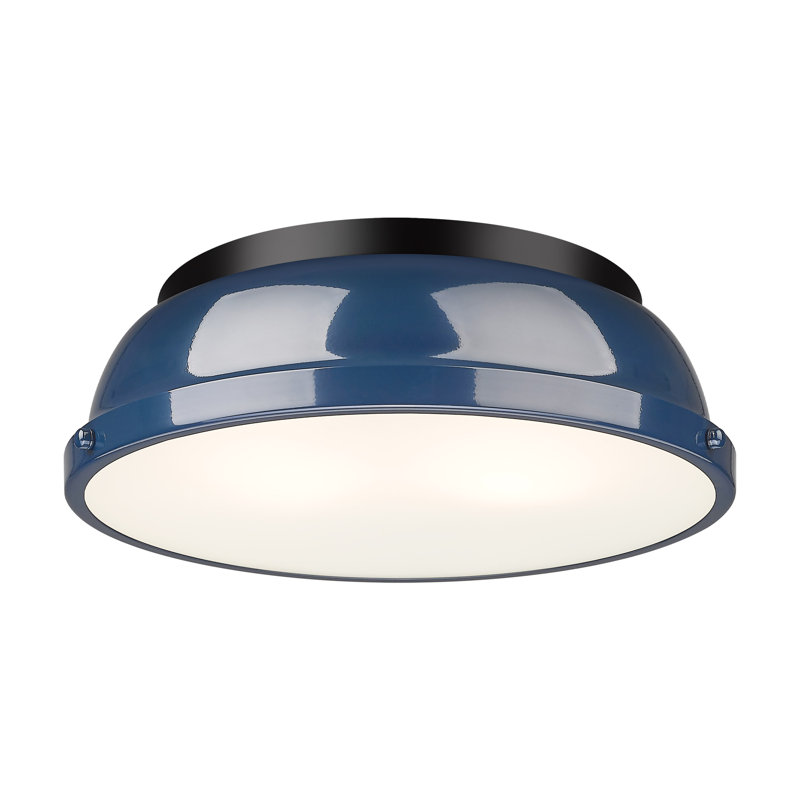 Hulali 14" Flush Mount, Matte Black, Matte Navy
