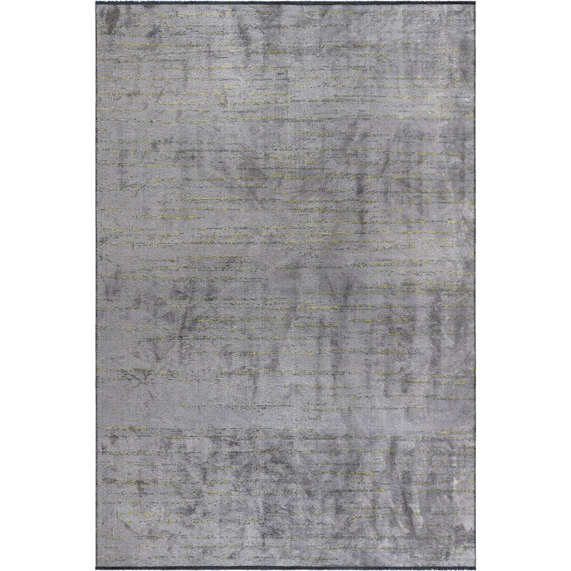 Tapis abstrait gris à tissage plat, Rectangle 7 pi 10 po x 9 pi 10 po