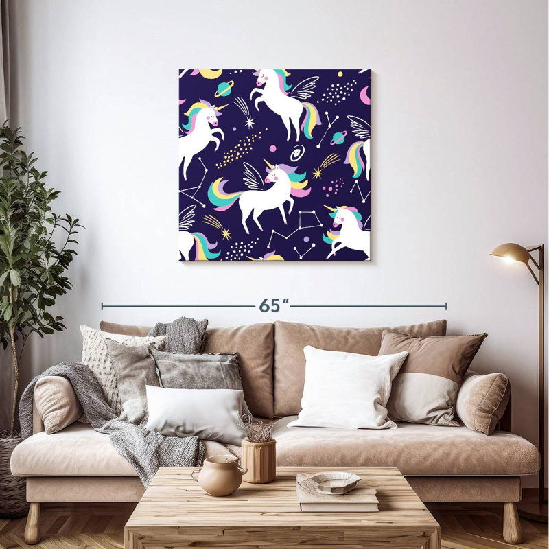 Ashelle Galaxy And Unicorns, 36" H x 36" W