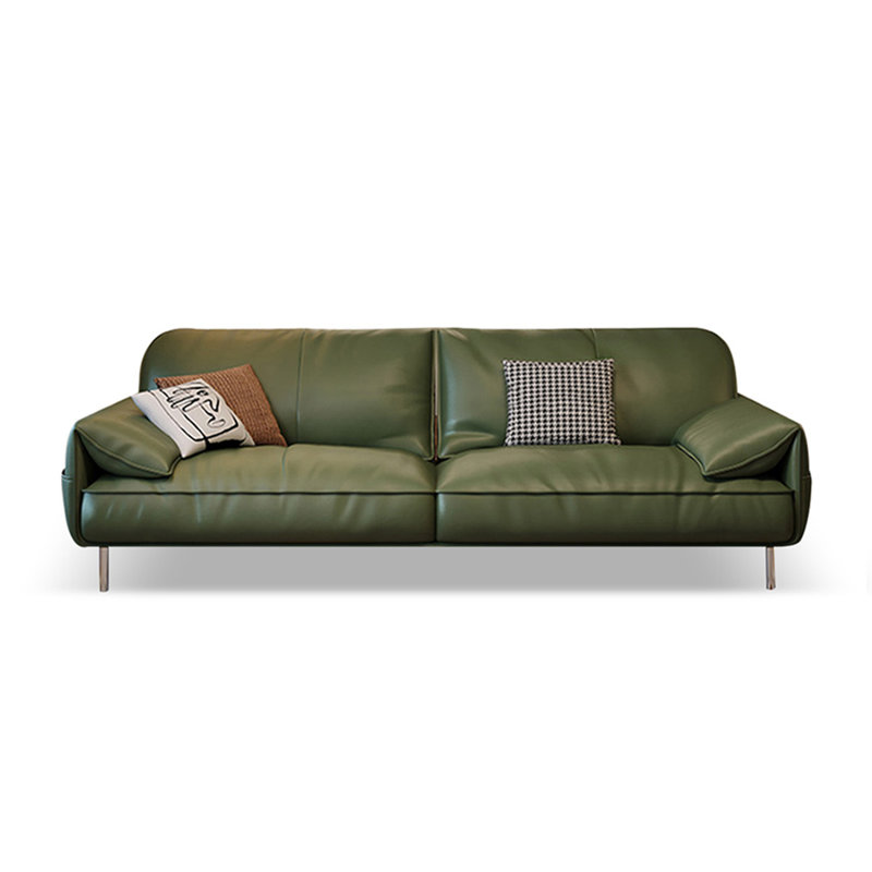 Causeuse-coussin standard en cuir véritable vert, H 33,86 po x l 85,83 po x P 35,43 po