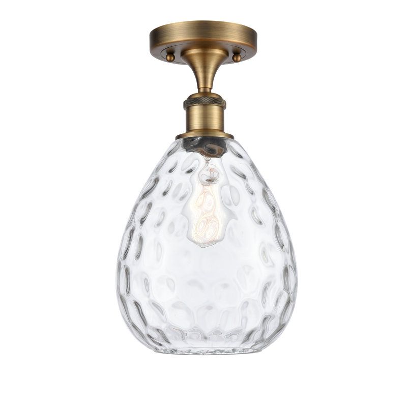 Morganna Glass Semi Flush Mount, No Bulb Included, Brushed Brass