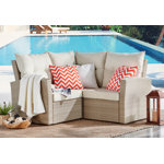 Pangkal Pinang 56" Wide All-Weather Wicker Outdoor L-Shaped Sectional Sofa with Cushions