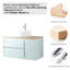 Meuble-lavabo mural 36 po Modern Minimalist: tiroir double + porte simple, armoire bleue, plateau en bois massif, lavabo rond et miroir