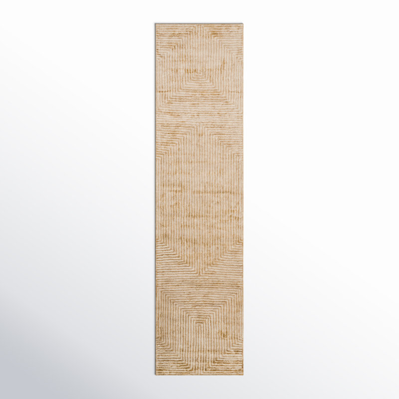 Tapis brun clair / beige touffeté à la main Plympt, Tapis de couloir 2 pi 6 po x 10 pi