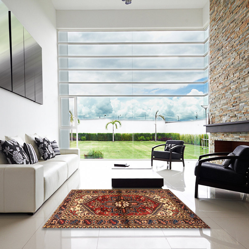 Tapis brun à motif oriental, Carré 6 pi