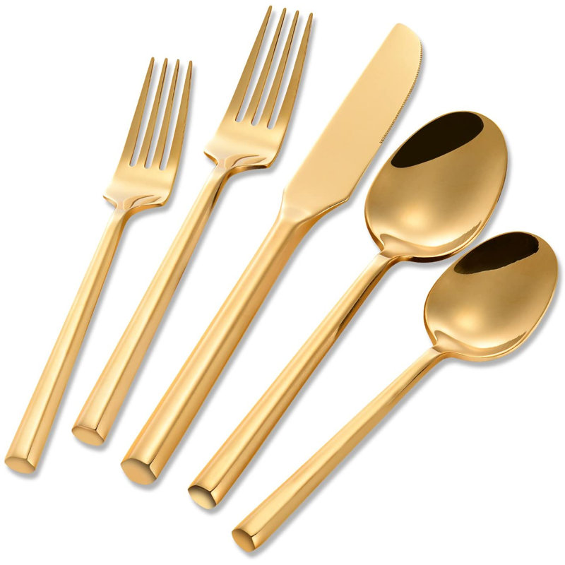 Ensemble de couverts 20 pièces, service pour 4, Doré