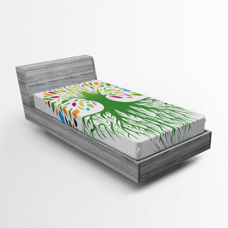 Tree Of Life Microfiber Fitted Sheet, Twin Fitted Sheet