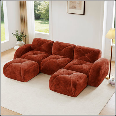 110.6 " Velvet U-Shaped Sectional with Ottoman