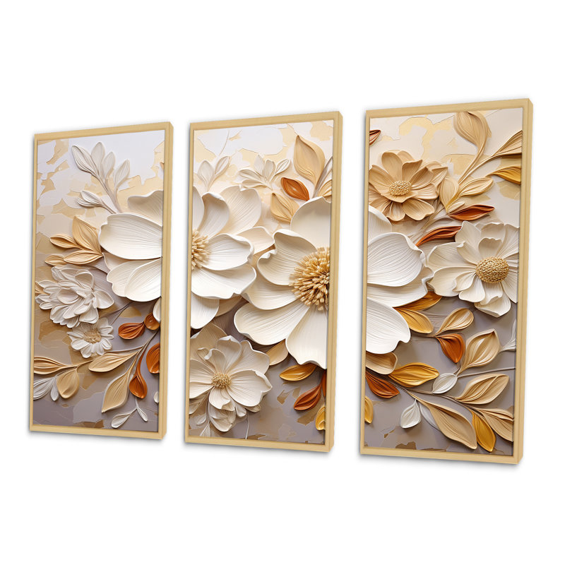 Minimalisme, fleurs saisonnières Blossoms III - ensemble d'art mural fleurs saisonnières, Cadre naturel flottant