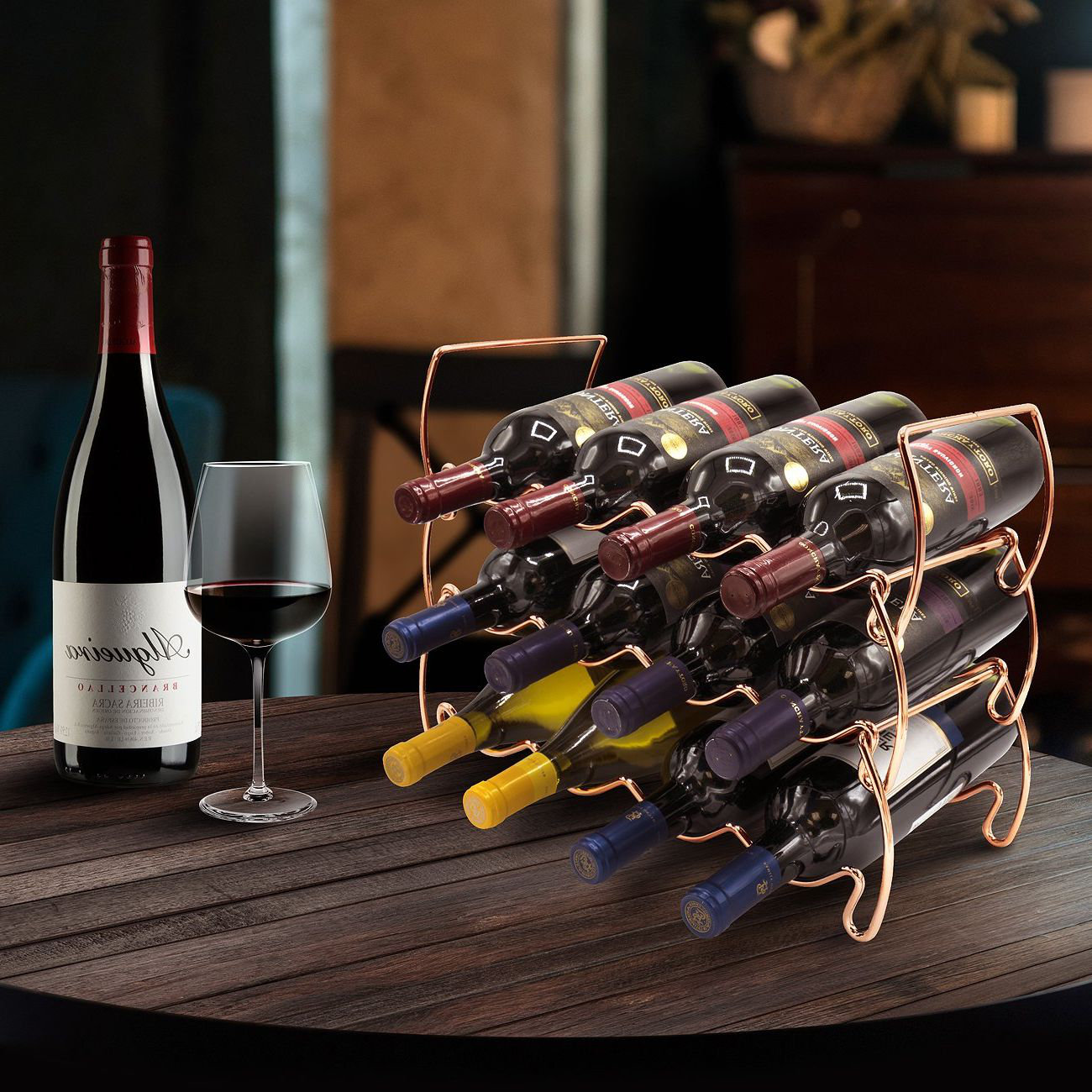 House of Hampton 12 Bottle Tabletop Wine Bottle Rack in Copper