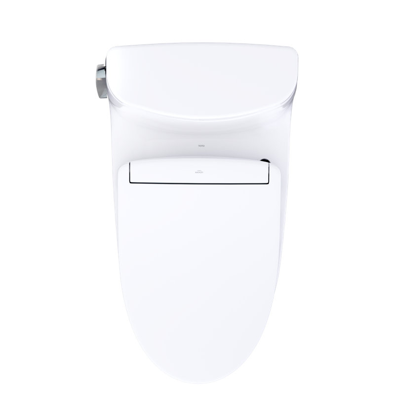 TOTO Ultramax Low Profile WASHLET+ S5 One-Piece Elongated 1.28 GPF Universal Height Toilet with CEFIONTECT, Cotton White - MW6183446CEFG#01