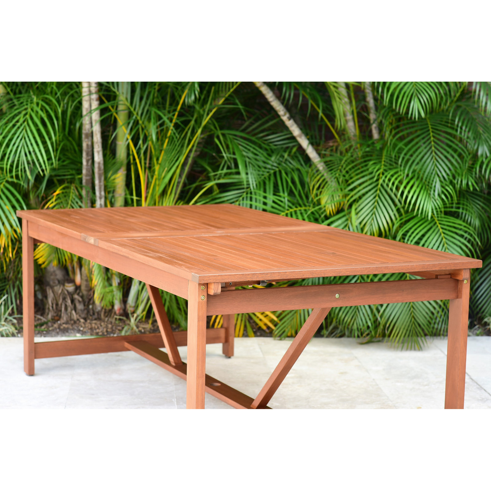 Alyisa 118" Eucalyptus Patio Dining Set, Gray, Dark Eucalyptus