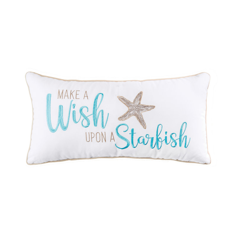 Wish Upon A Starfish Embroidered Throw Pillow