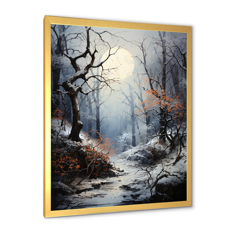 Moonlit Shadows In Winter IV sur toile, H 32 po x l 24 po x P 1 po, Cadre photo doré simple