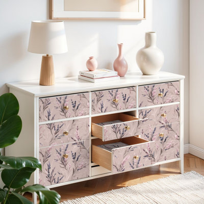 Peel and Stick Wallpaper Contact Paper Peel Stick Lavender Seamless Botanical Self Adhesive and Removable 17.7in x 118in(45x300cm)