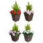 2x Artificial Rattan Patio Planters with Geraniums and Cedar Topiary-756232261