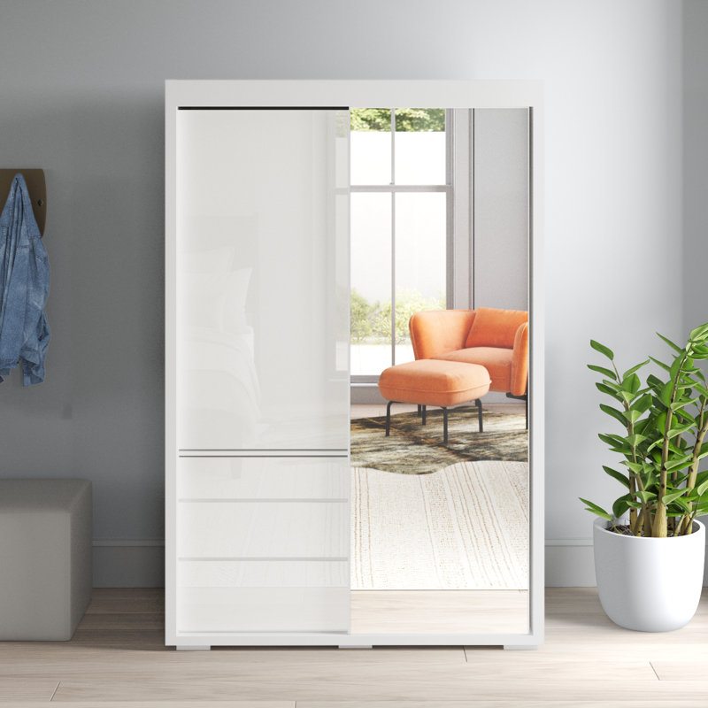 Armoire avec miroir Alies, Blanc