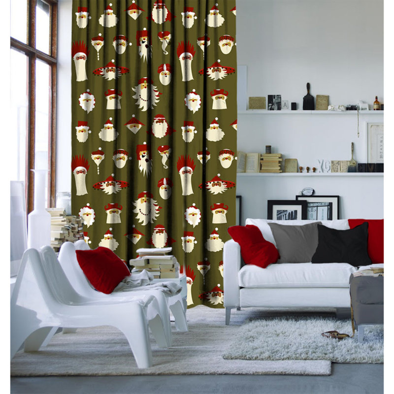 Rideau en polyester Amedee, Jaune / rouge / blanc