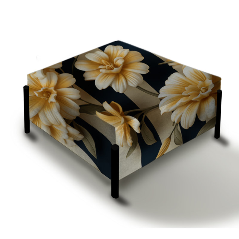 Nautical Charm rayé motif floral I - grand repose-pieds carré rayé