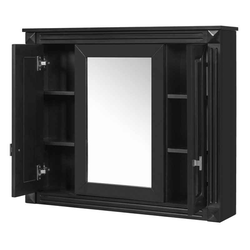 Armoire à pharmacie murale avec 4 tablettes, Noir