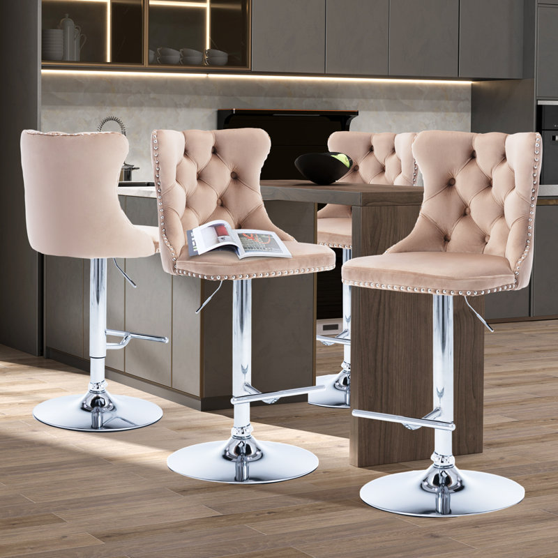 Tabourets de bar Kalinka, Argent, Kaki, 4