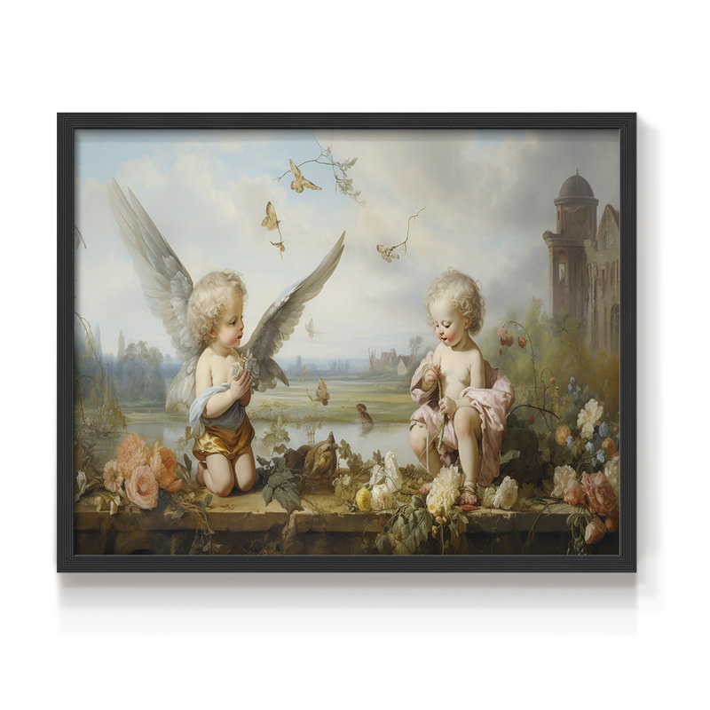 Angels From Above-XXII -Framed Print - Restickable, 8" H x 10" W, Black Framed