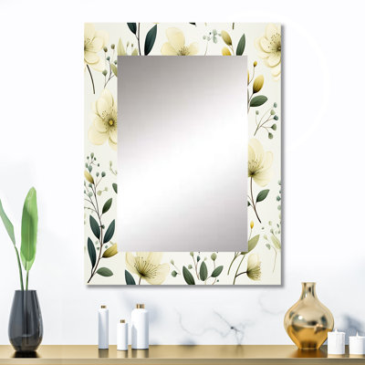 Elberon minimaliste botanique - grand miroir mural botanique, miroir décoratif bohème, impression d'art en métal